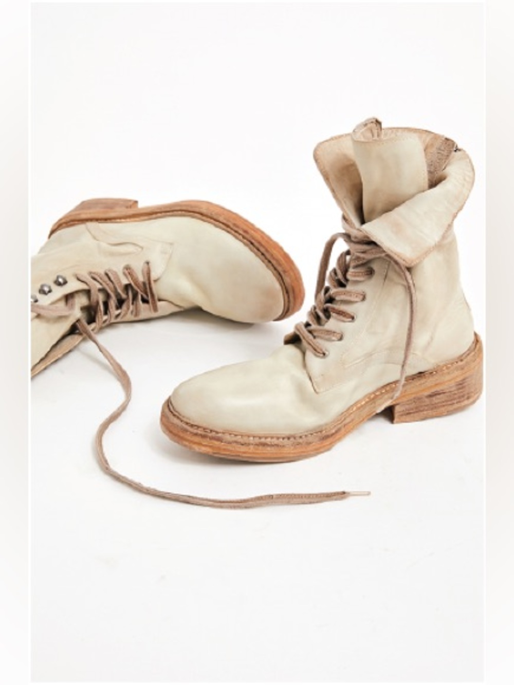 Free People Santa Fe Cream Lace-Up Leather Boots